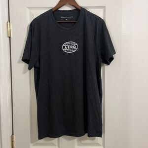 Aeropostale Aero Worldwide Black Heather Graphic Tee - Size XL